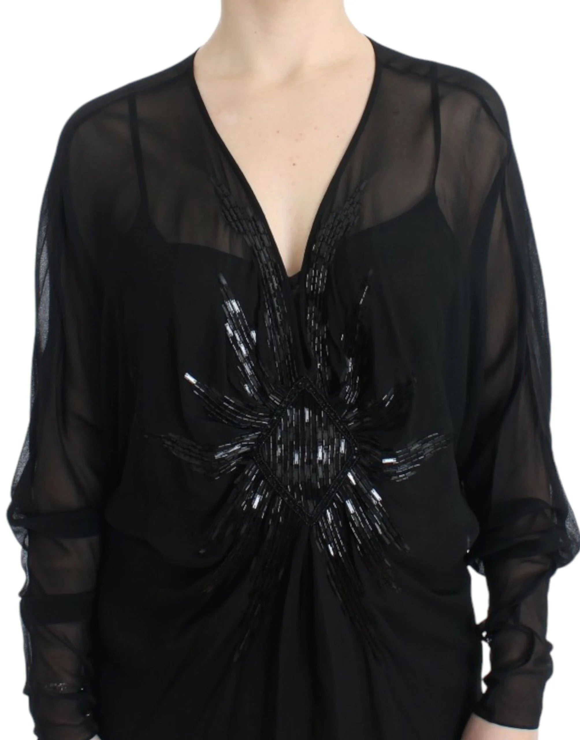 Cavalli Black long sleeve silk dress - IT40|S - Dresses