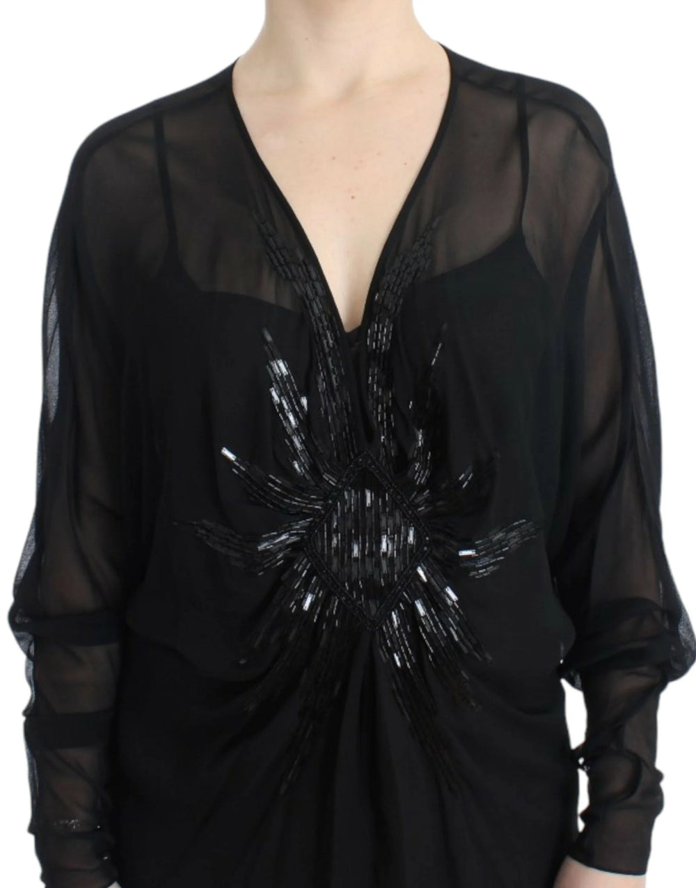 Cavalli Black long sleeve silk dress - IT40|S - Dresses