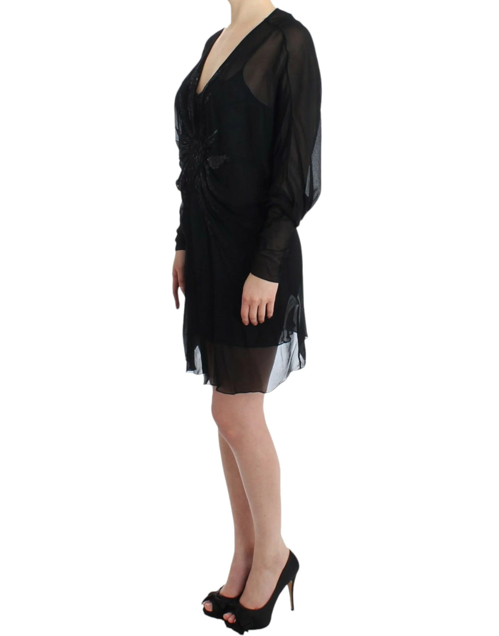 Cavalli Black long sleeve silk dress - IT40|S - Dresses
