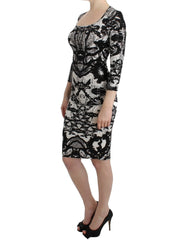 Cavalli Black Printed Sheath Dress - Dresses