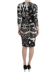 Cavalli Black Printed Sheath Dress - Dresses