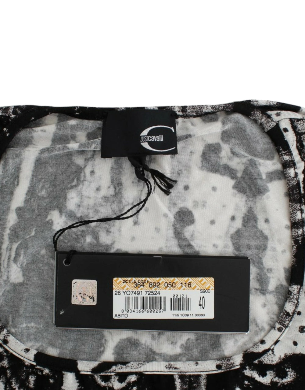 Cavalli Black Printed Sheath Dress - Dresses