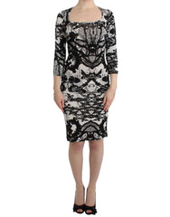 Cavalli Black Printed Sheath Dress - Dresses