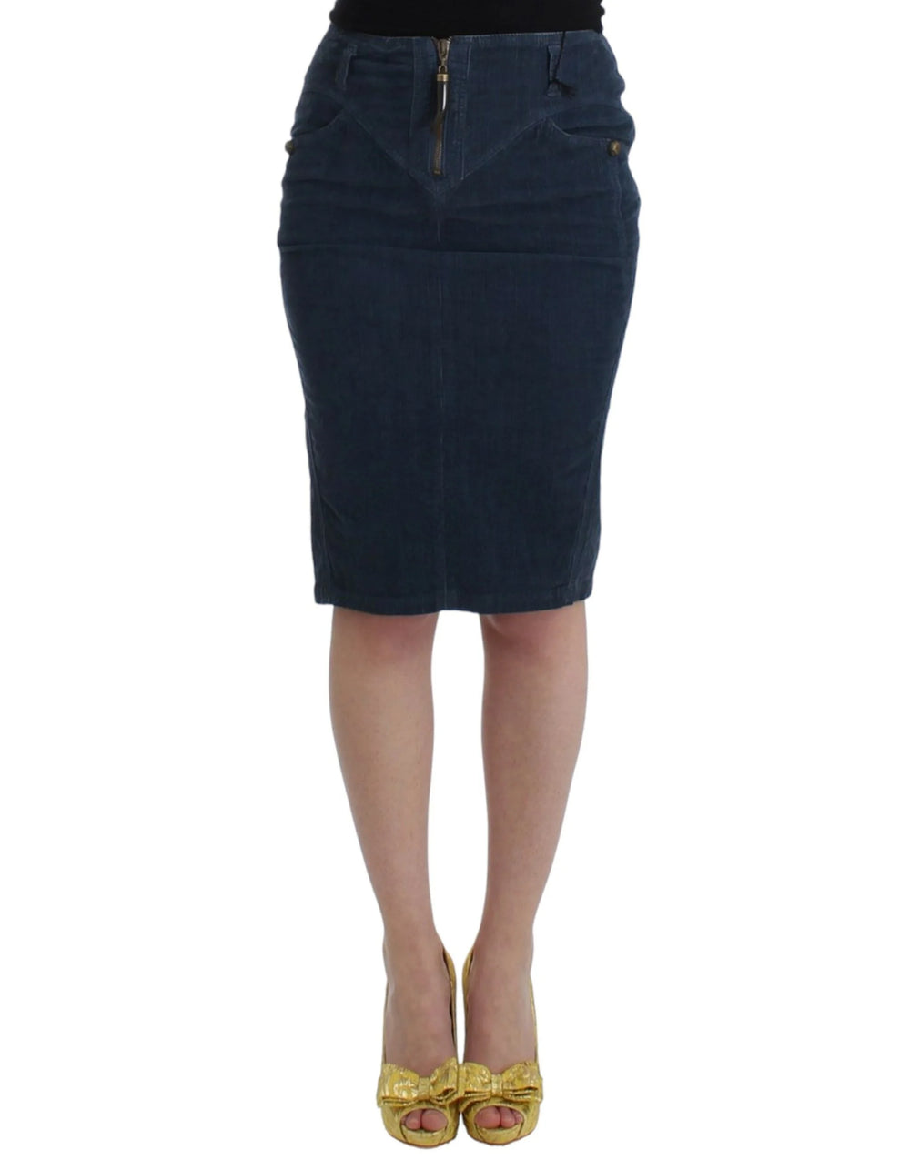 Cavalli Blue corduroy pencil skirt - Skirts