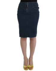 Cavalli Blue corduroy pencil skirt - Skirts