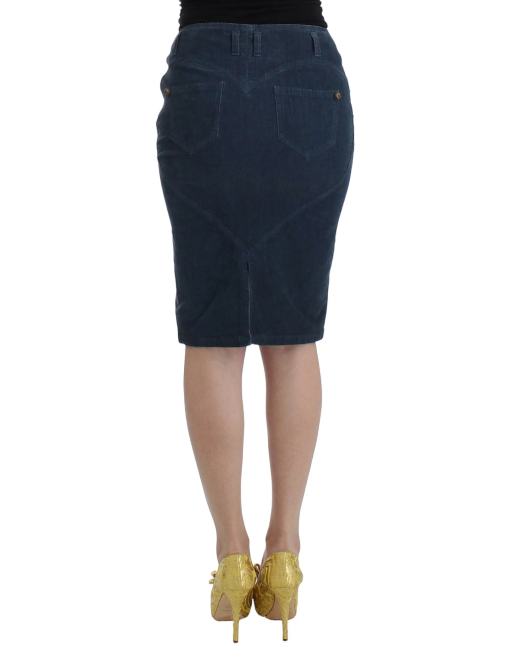 Cavalli Blue corduroy pencil skirt - Skirts