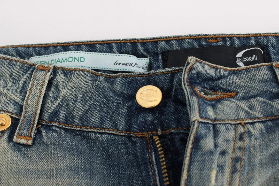 Cavalli Blue Cotton Low Waist Jeans - W26 - Jeans