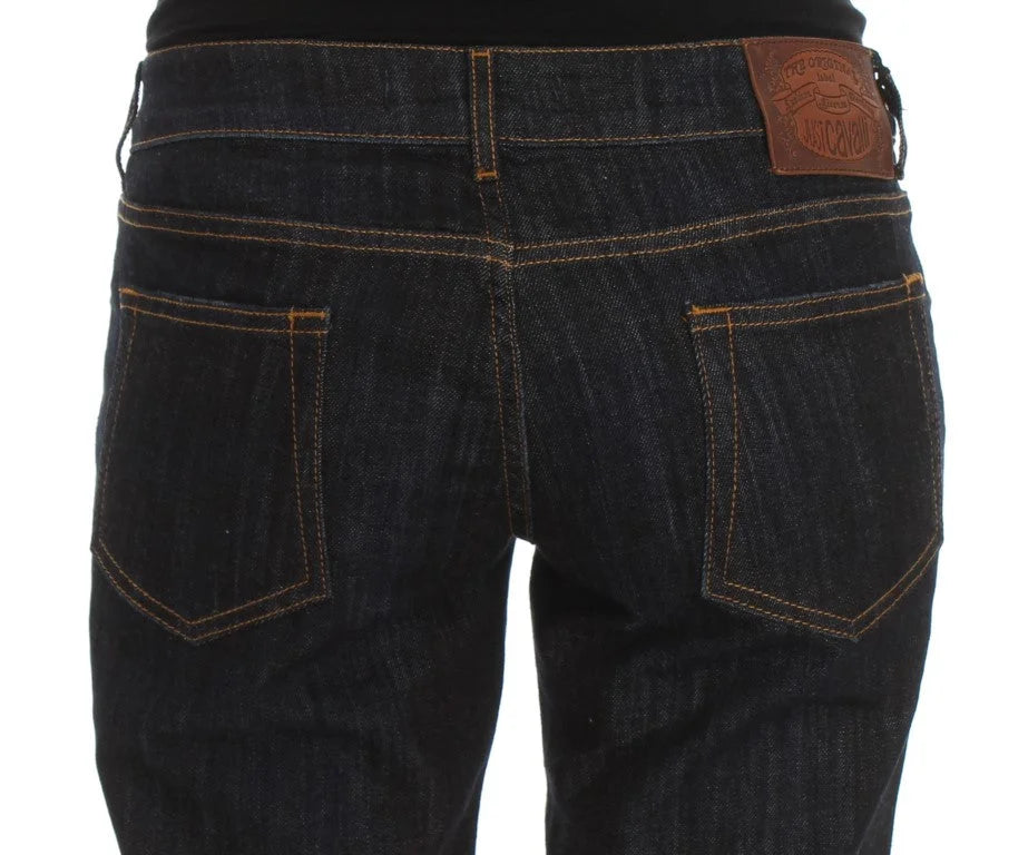 Cavalli Blue Cotton Straight Fit Stretch Jeans - Jeans