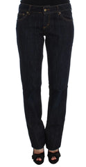 Cavalli Blue Cotton Straight Fit Stretch Jeans - Jeans