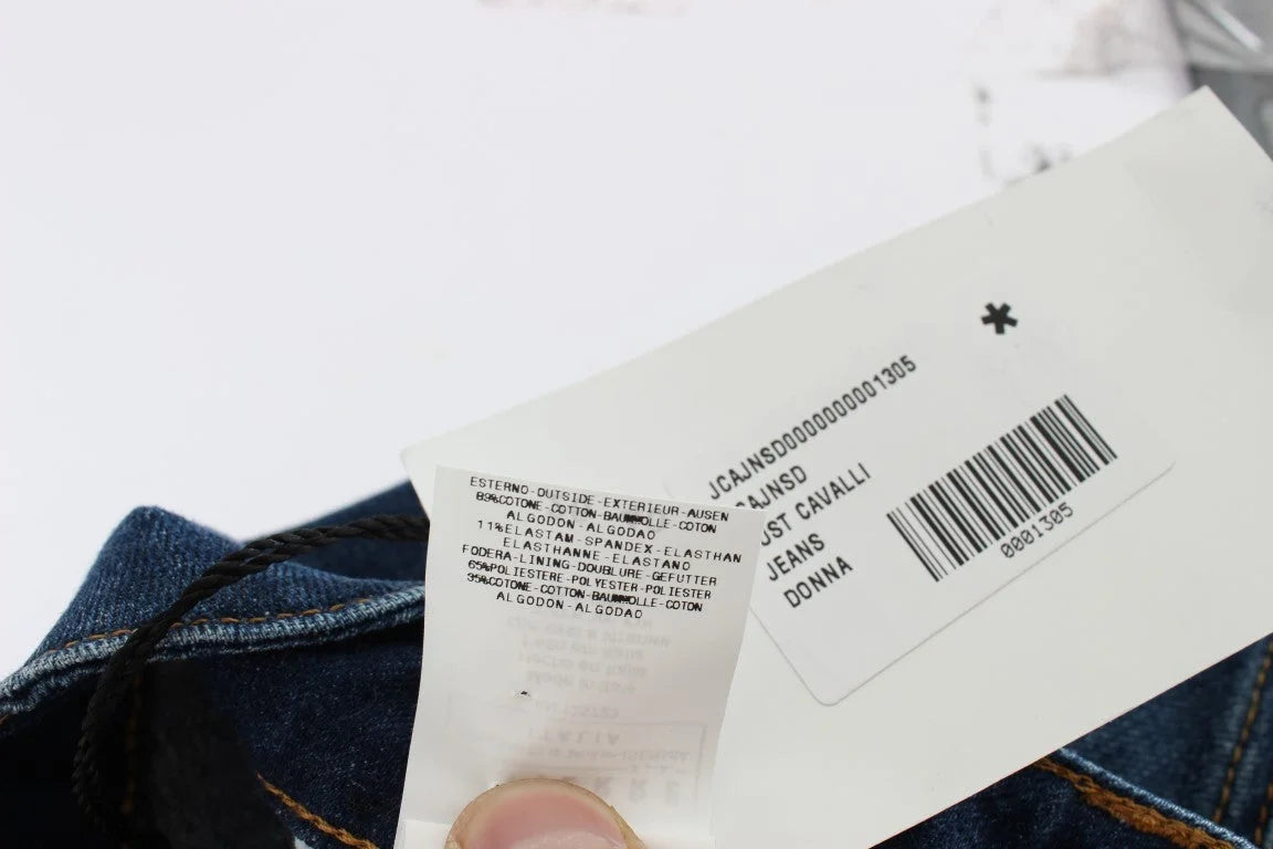 Cavalli Blue Cotton Stretch Low Waist Jeans - W26 - Jeans