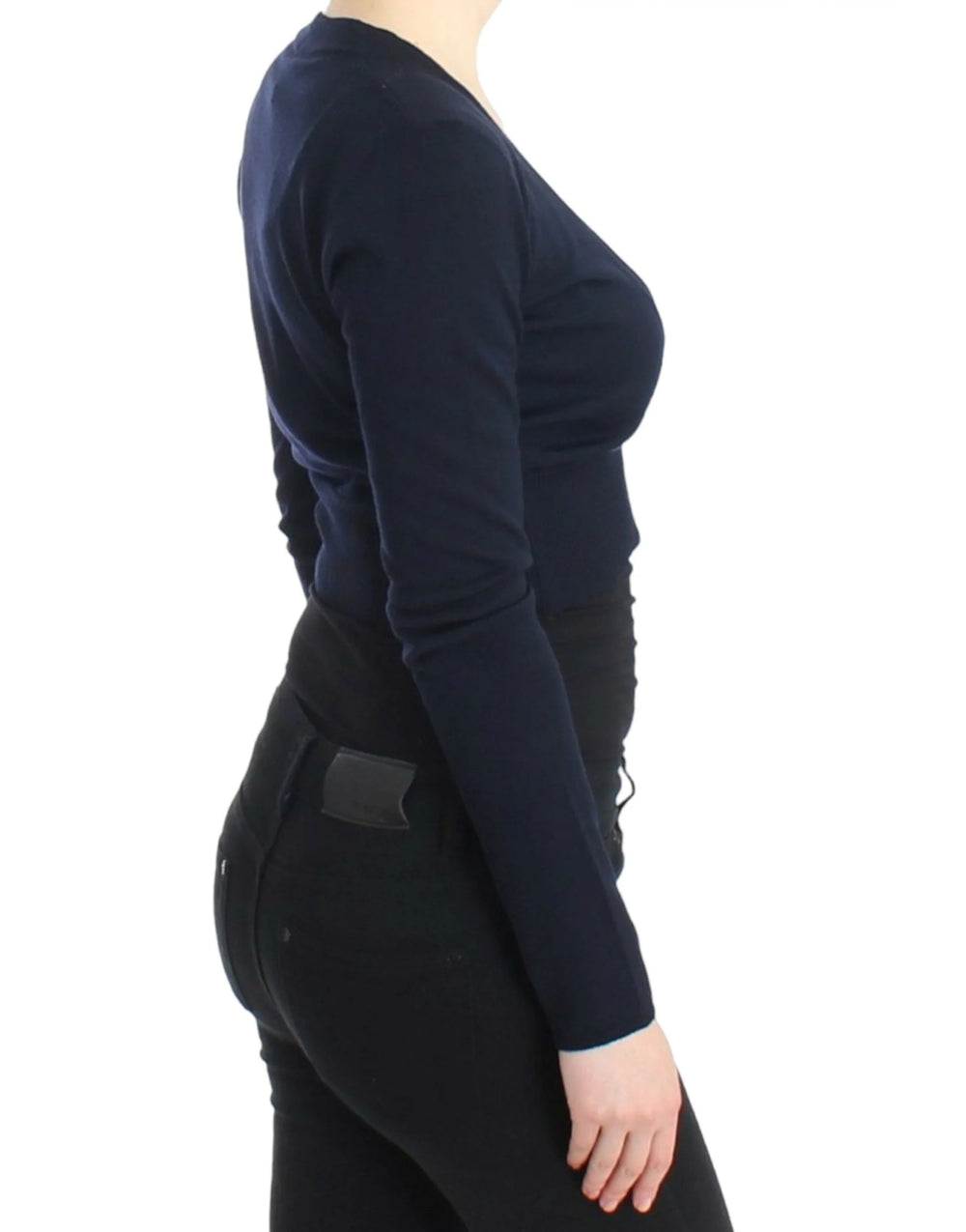 Cavalli Blue cropped wool cardigan - IT46|XL - Cardigans