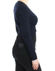 Cavalli Blue cropped wool cardigan - IT46|XL - Cardigans