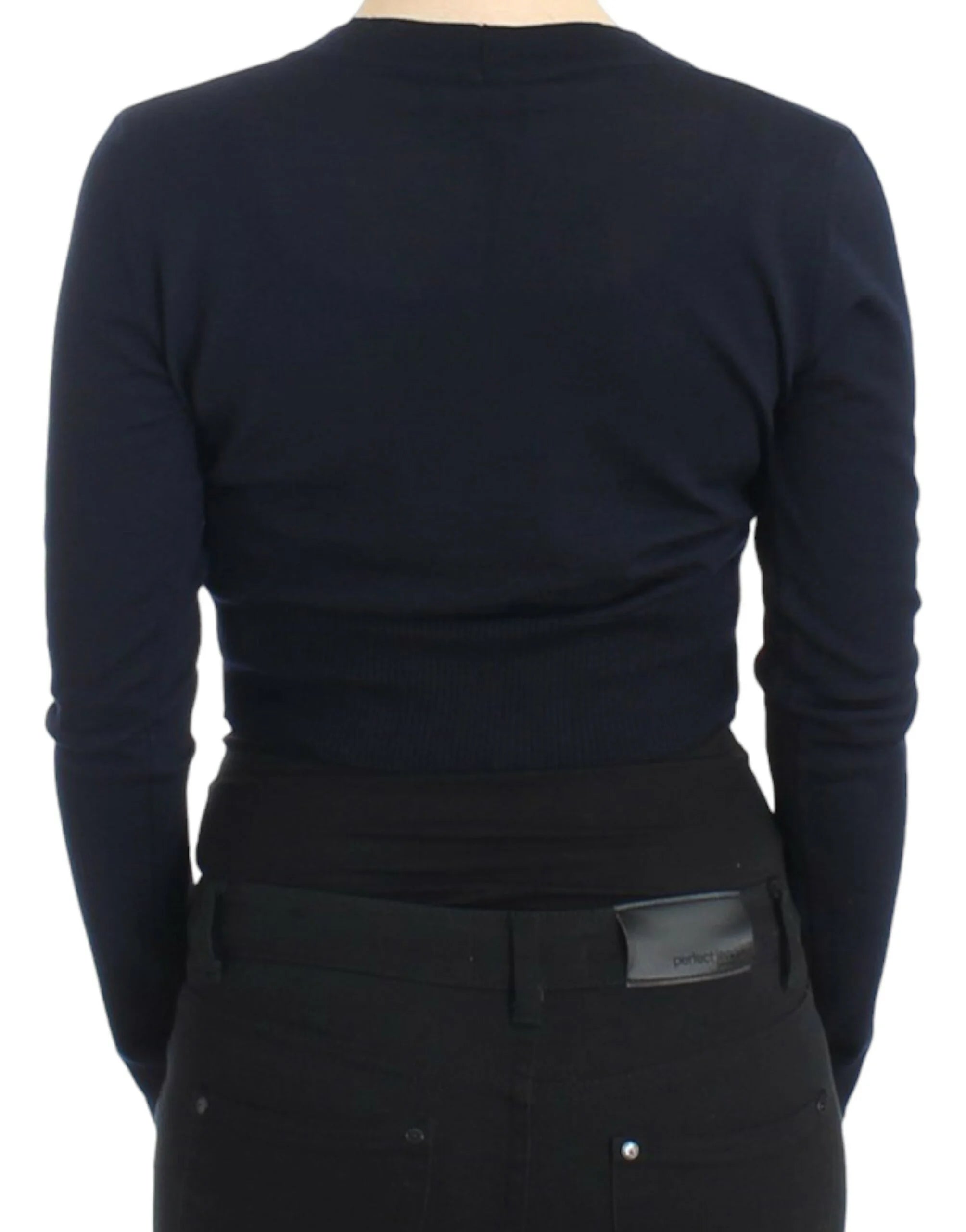 Cavalli Blue cropped wool cardigan - IT46|XL - Cardigans