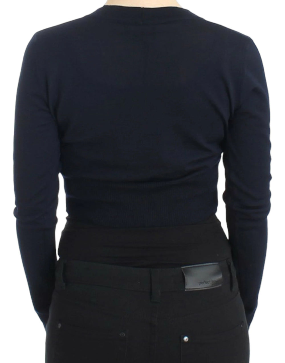 Cavalli Blue cropped wool cardigan - IT46|XL - Cardigans