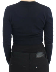 Cavalli Blue cropped wool cardigan - IT46|XL - Cardigans