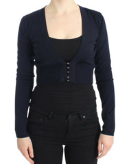 Cavalli Blue cropped wool cardigan - IT46|XL - Cardigans