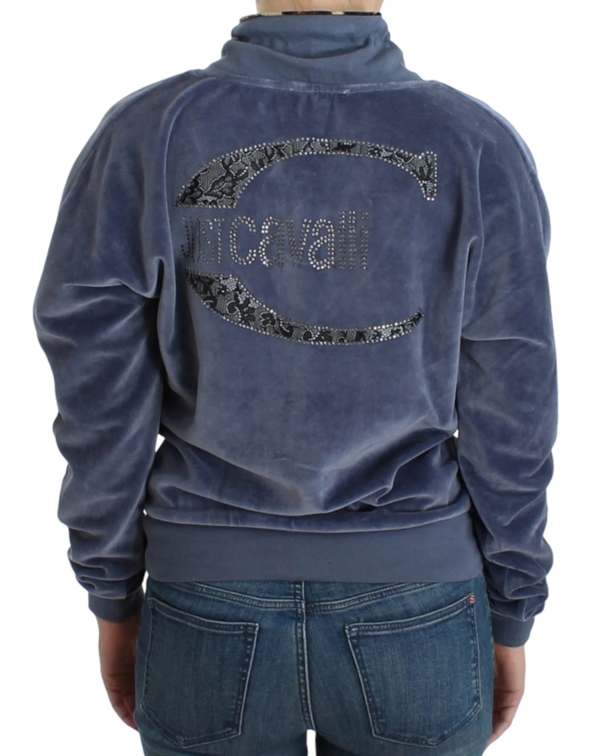 Cavalli Blue velvet cotton sweater - IT42|M - Sweaters