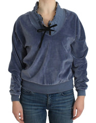 Cavalli Blue velvet cotton sweater - IT42|M - Sweaters