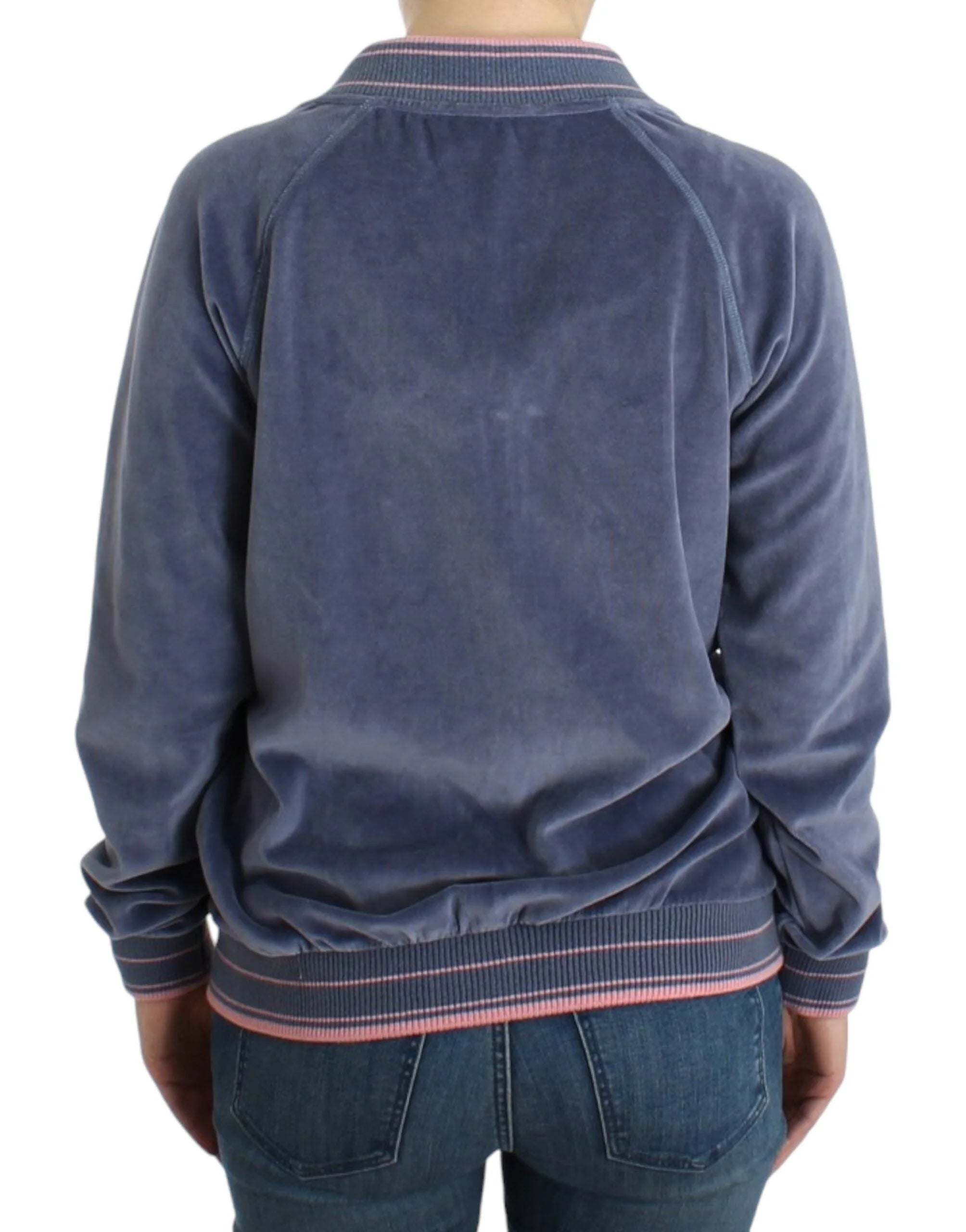 Cavalli Blue velvet zipup sweater - Cardigans
