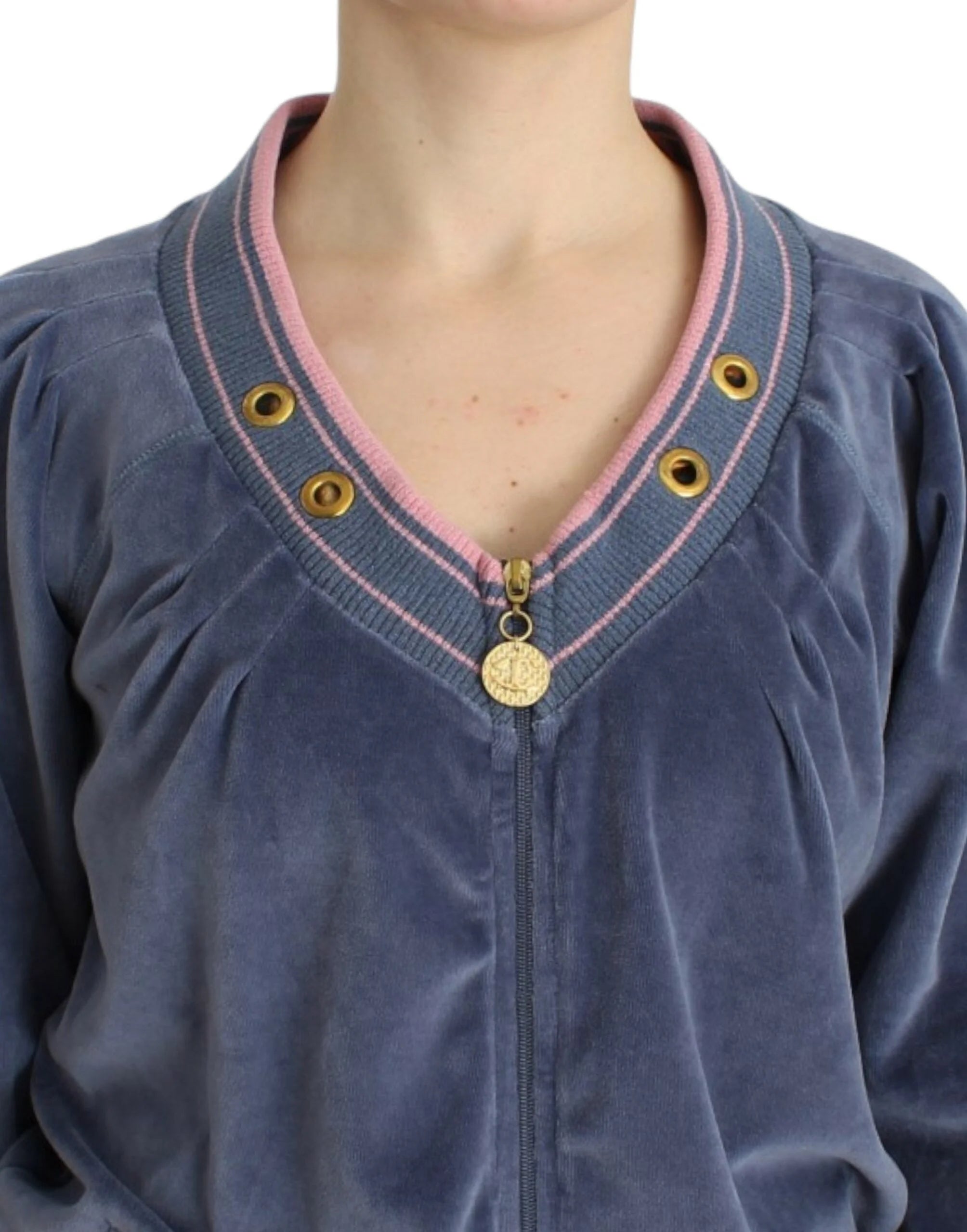 Cavalli Blue velvet zipup sweater - Cardigans