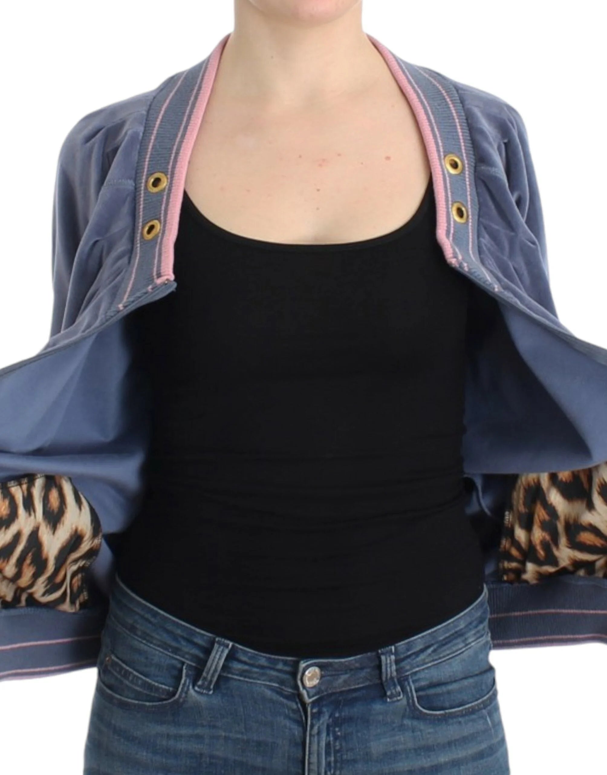 Cavalli Blue velvet zipup sweater - Cardigans