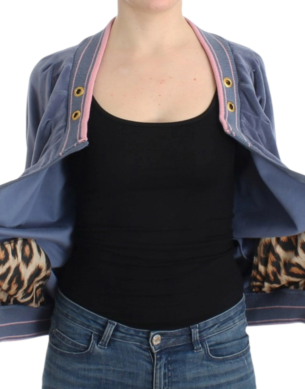 Cavalli Blue velvet zipup sweater - Cardigans