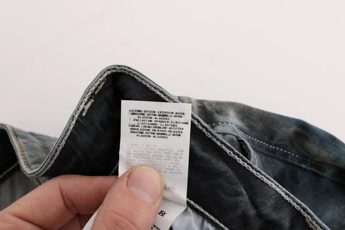 Cavalli Blue Wash Cotton Blend Slim Fit Jeans - W26 - Jeans