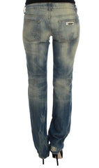 Cavalli Blue Wash Cotton Slim Fit Bootcut Jeans - W26 - Jeans