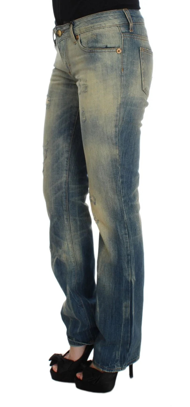 Cavalli Blue Wash Cotton Slim Fit Bootcut Jeans - W26 - Jeans