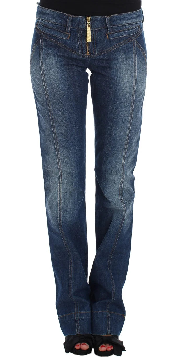 Cavalli Blue Wash Cotton Stretch Boot Cut Jeans - W24 - Jeans