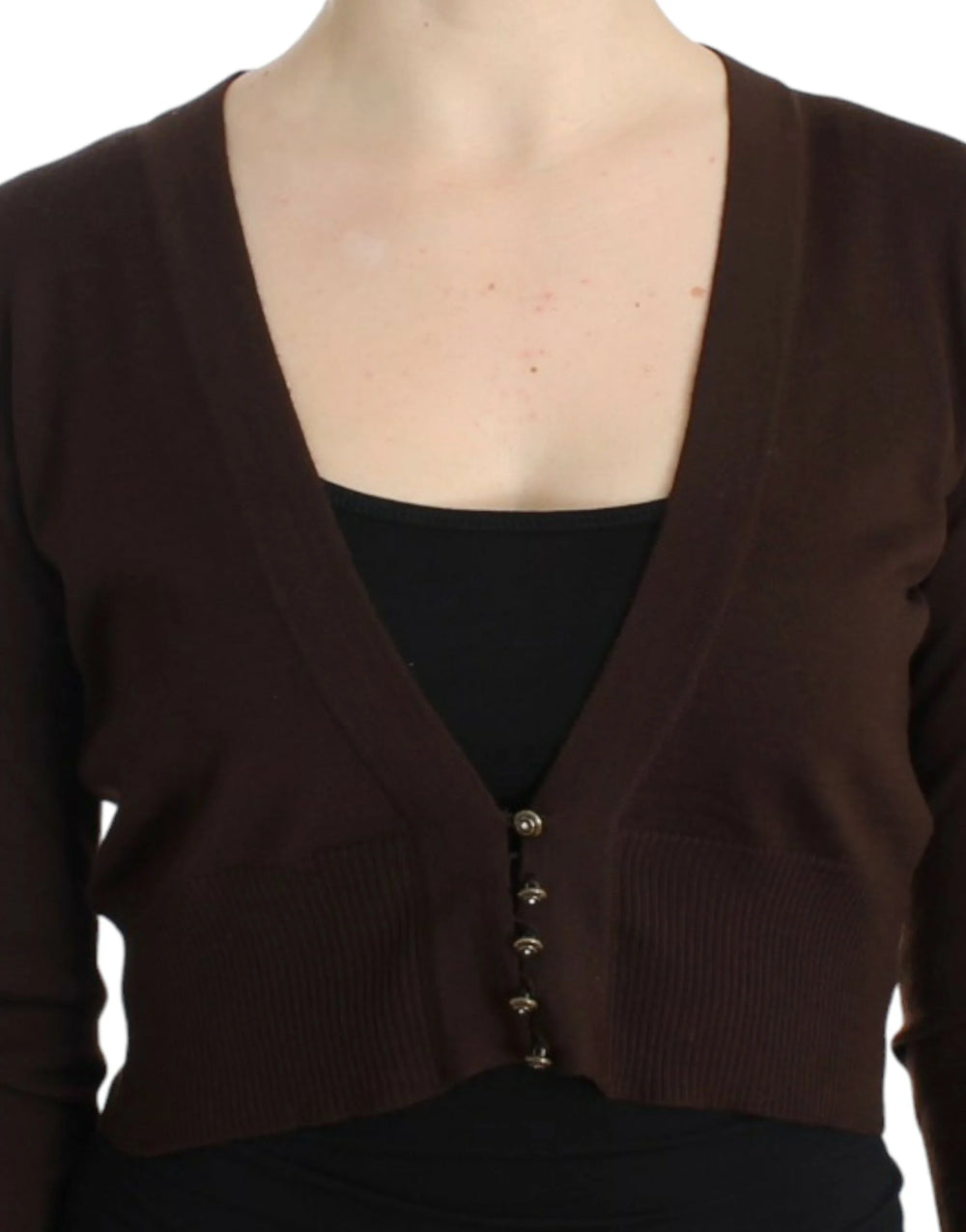 Cavalli Brown cropped wool cardigan - Cardigans