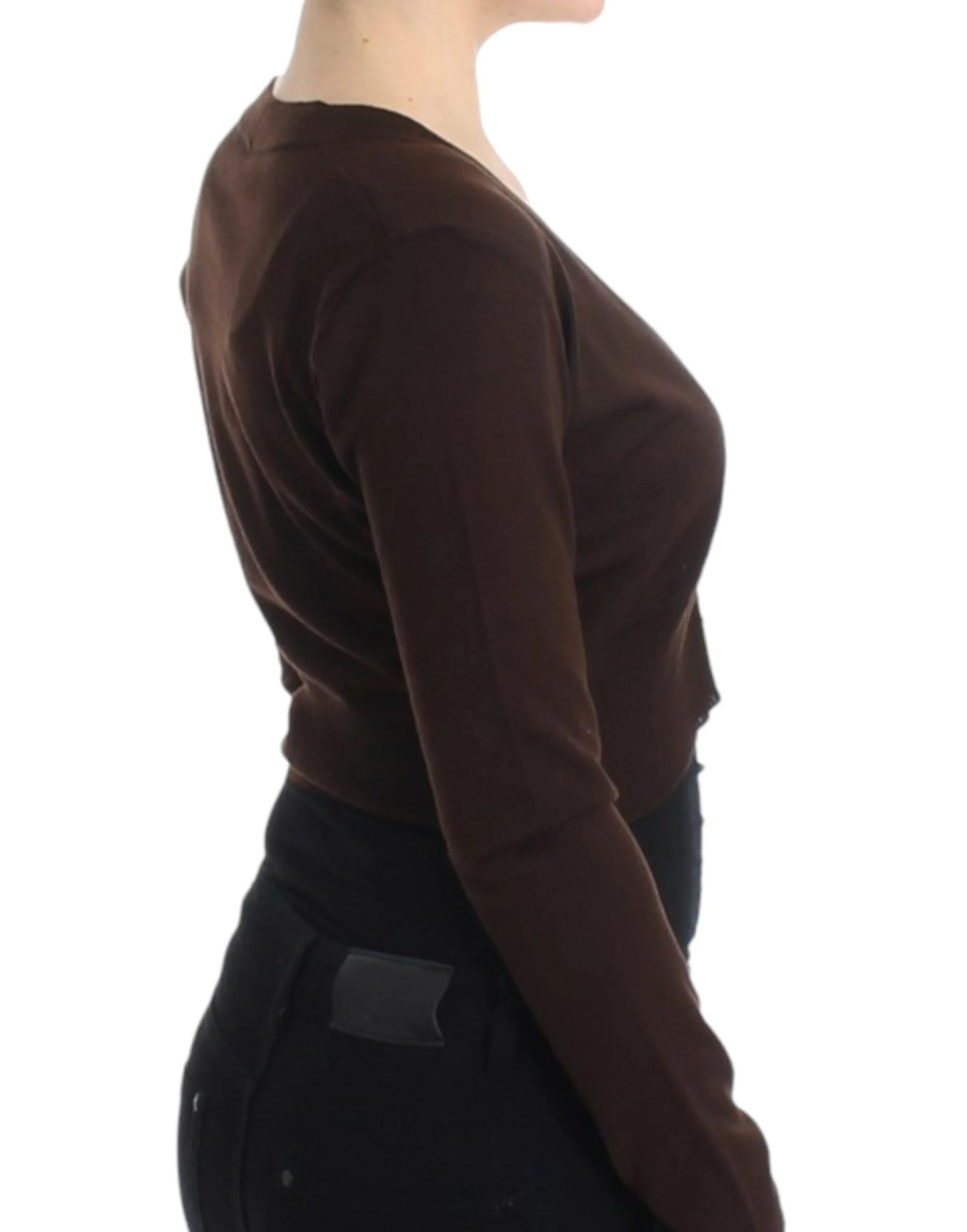 Cavalli Brown cropped wool cardigan - Cardigans