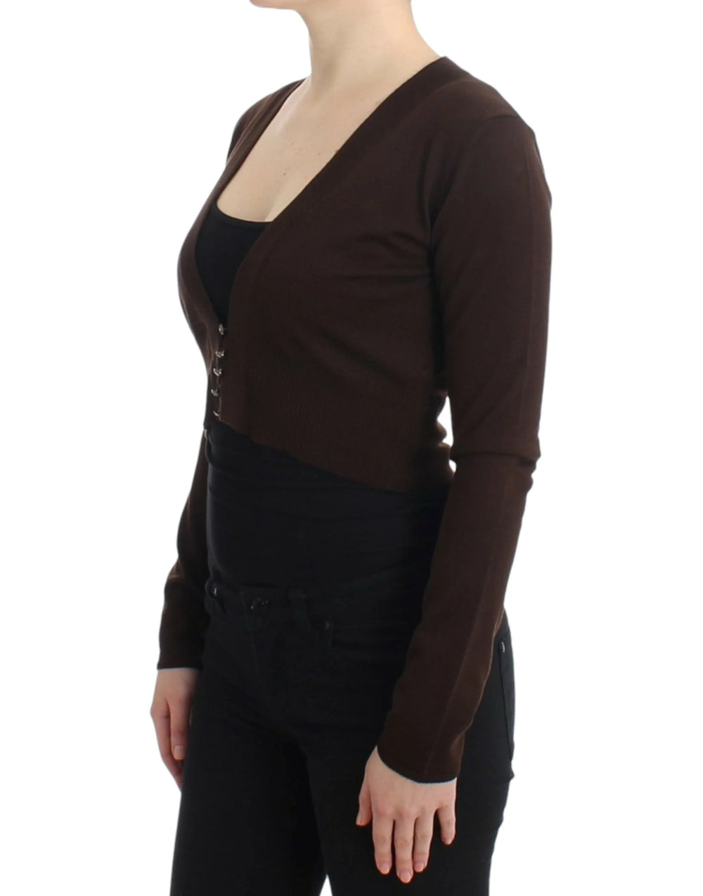 Cavalli Brown cropped wool cardigan - Cardigans