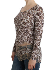 Cavalli Brown longsleeved lace top - IT44|L - Blouses