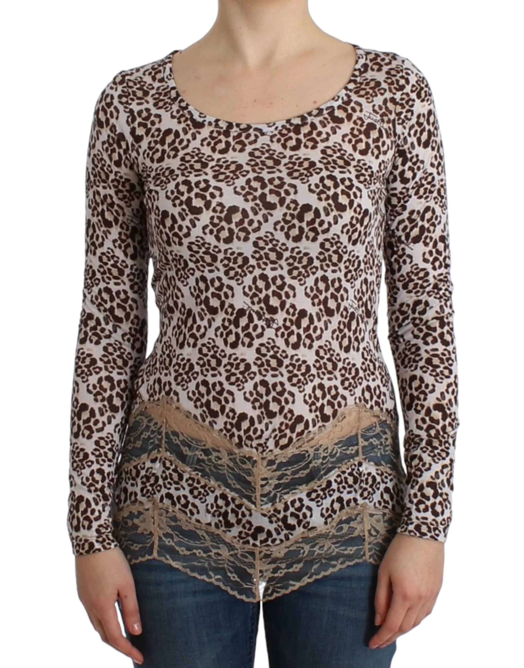 Cavalli Brown longsleeved lace top - IT44|L - Blouses