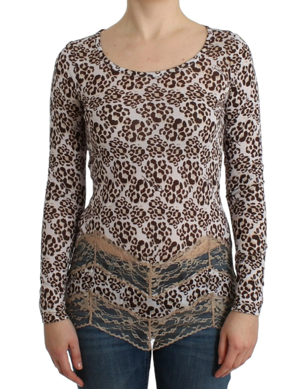 Cavalli Brown longsleeved lace top - IT44|L - Blouses