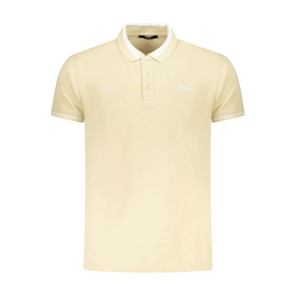 Cavalli Class Beige Cotton Men Polo Shirt - Polos