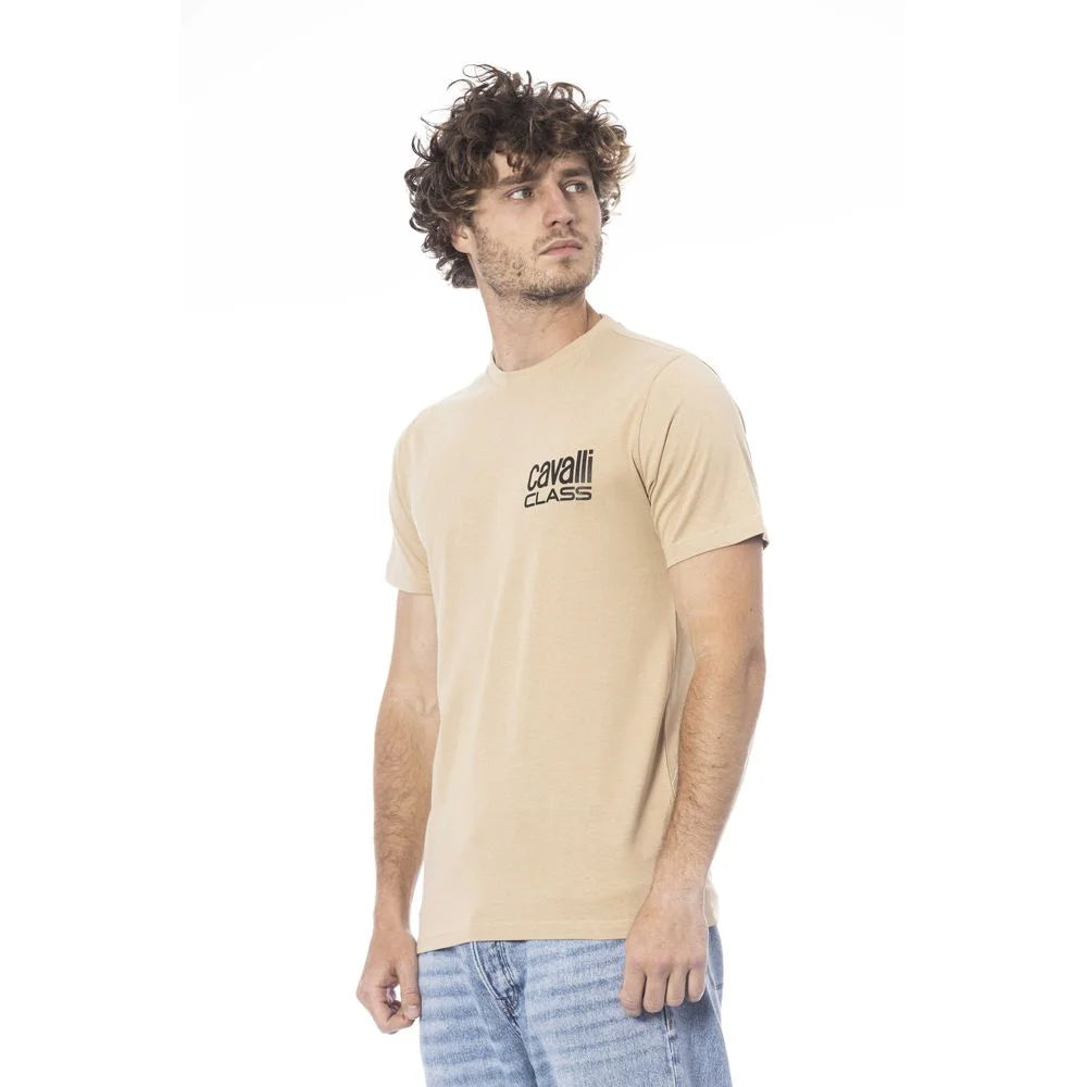 Cavalli Class Beige Cotton Men T-Shirt - T-Shirts