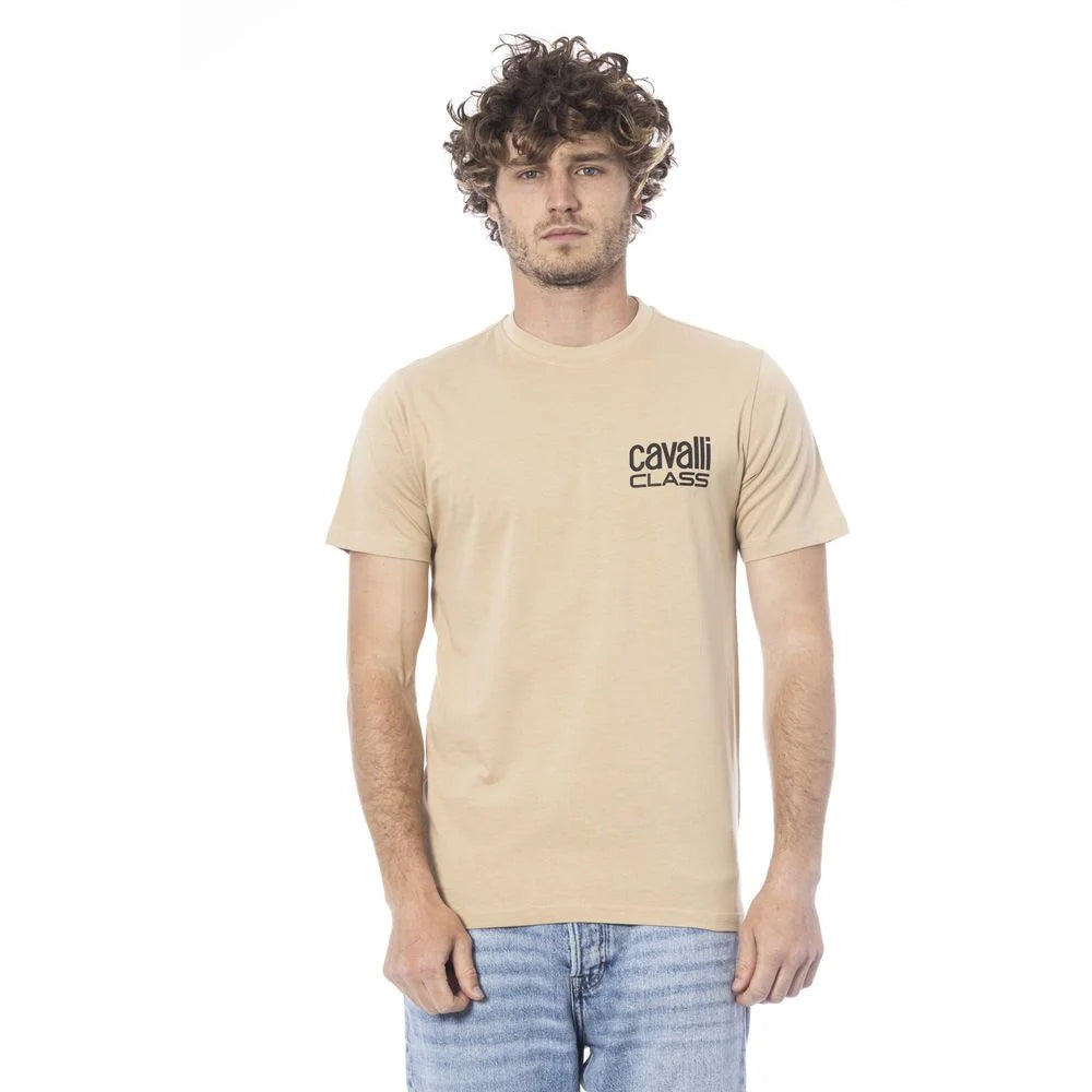 Cavalli Class Beige Cotton Men T-Shirt - T-Shirts