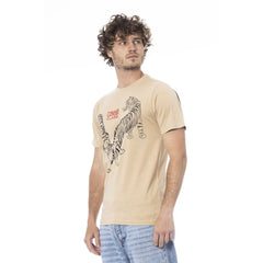 Cavalli Class Beige Cotton Men T-Shirt - XL - T-Shirts