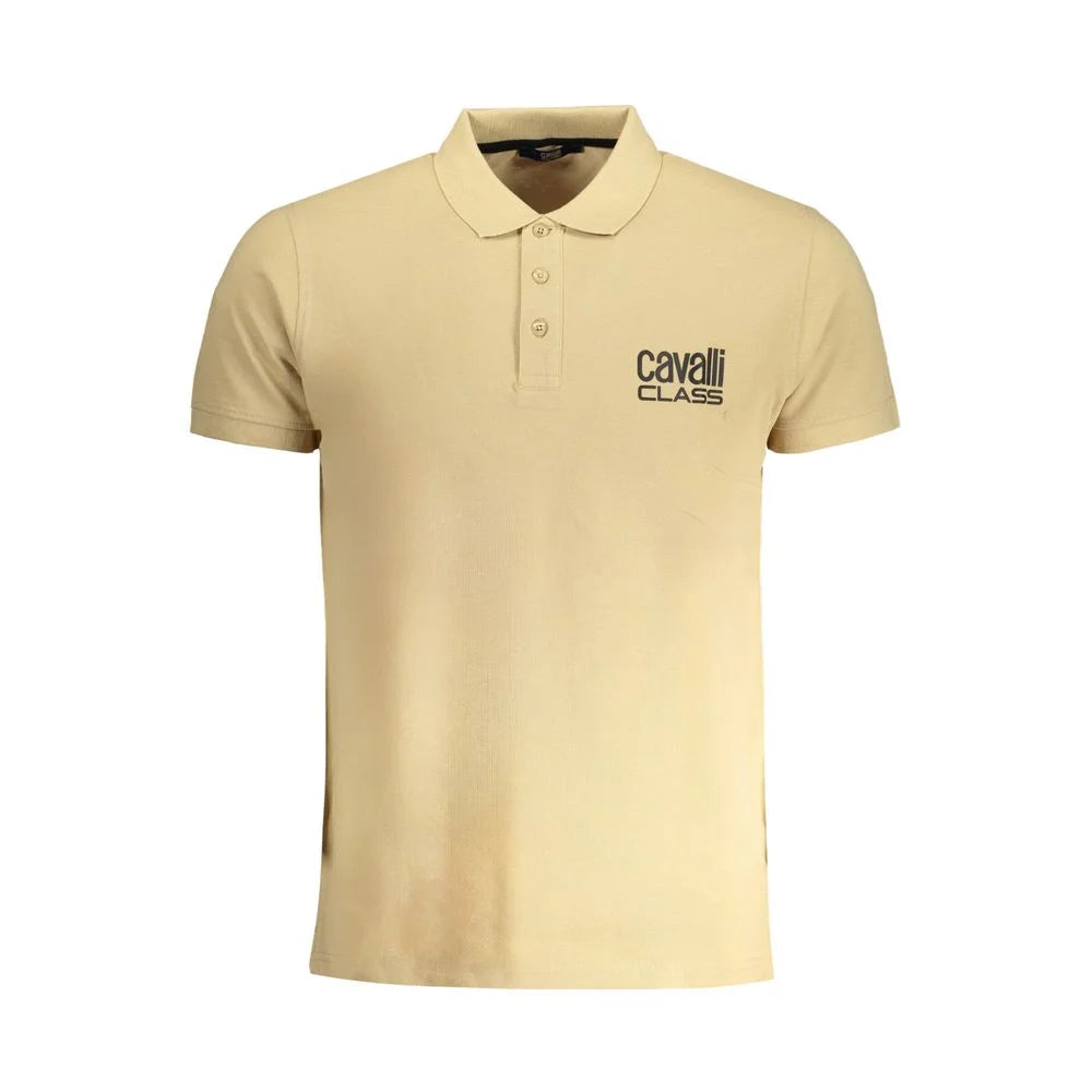 Cavalli Class Beige Cotton Polo Shirt - Polos