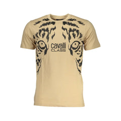 Cavalli Class Beige Cotton T-Shirt - T-Shirts