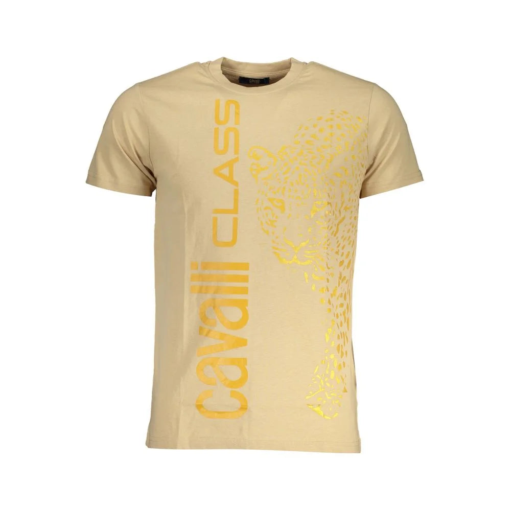 Cavalli Class Beige Cotton T-Shirt - T-Shirts