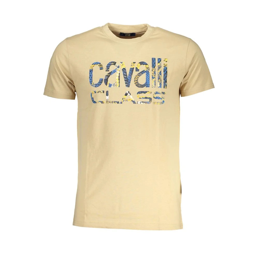 Cavalli Class Beige Cotton T-Shirt - T-Shirts