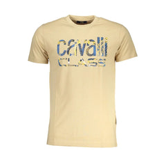 Cavalli Class Beige Cotton T-Shirt - T-Shirts
