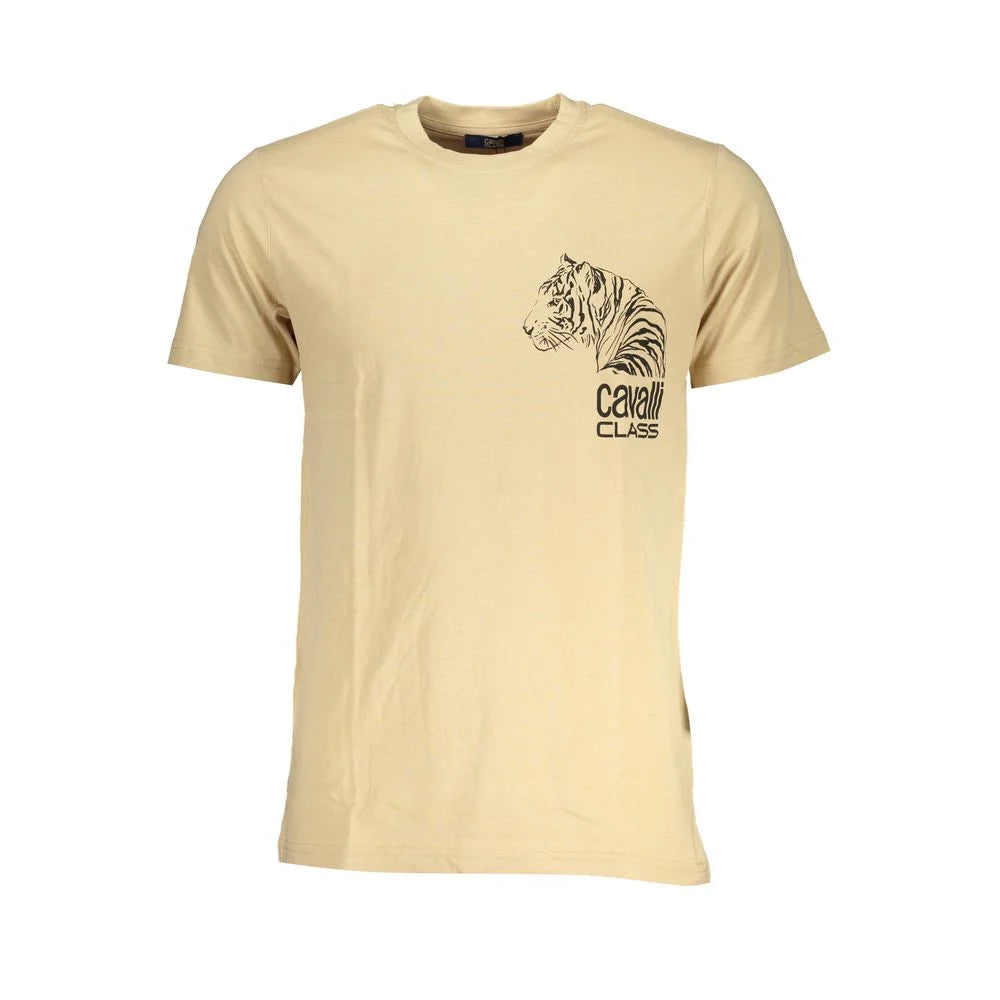 Cavalli Class Beige Cotton T-Shirt - T-Shirts