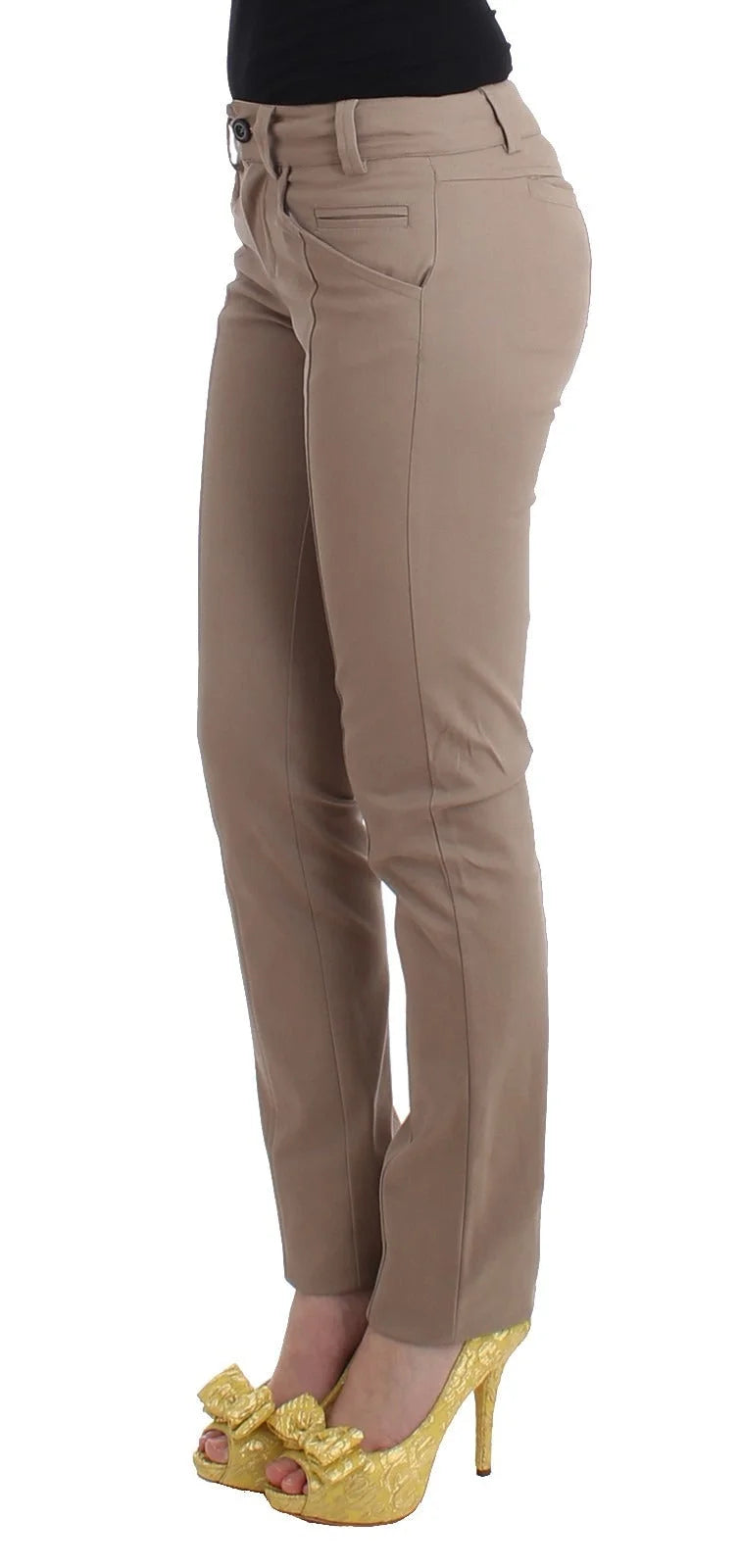 Cavalli Class Beige Dress Skinny Slim Straight Chinos Pants - IT40
