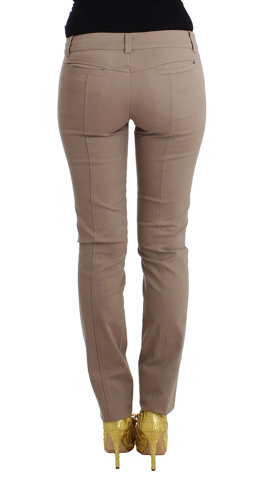 Cavalli Class Beige Dress Skinny Slim Straight Chinos Pants - IT40