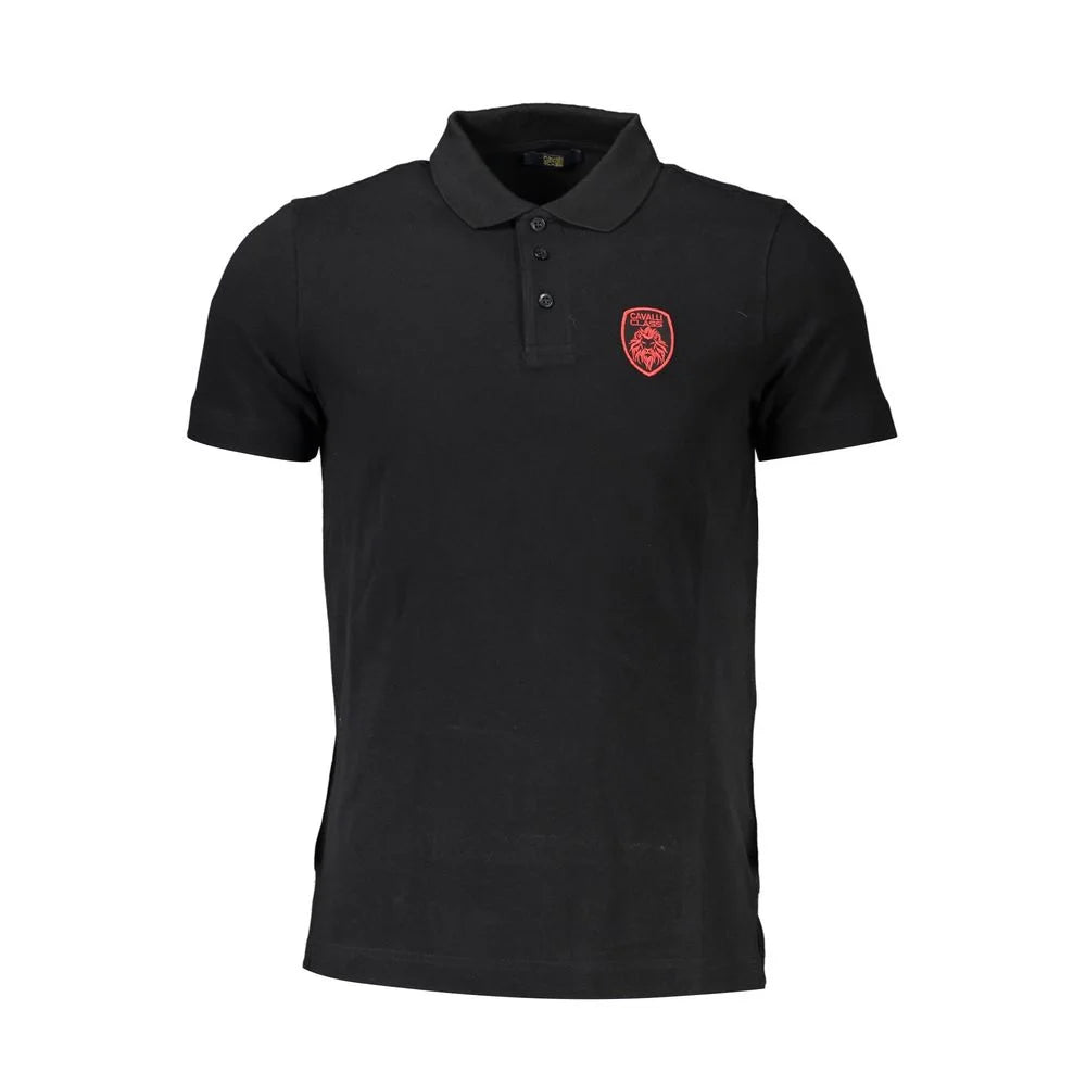 Cavalli Class Black Cotton Men Polo Shirt - Polos