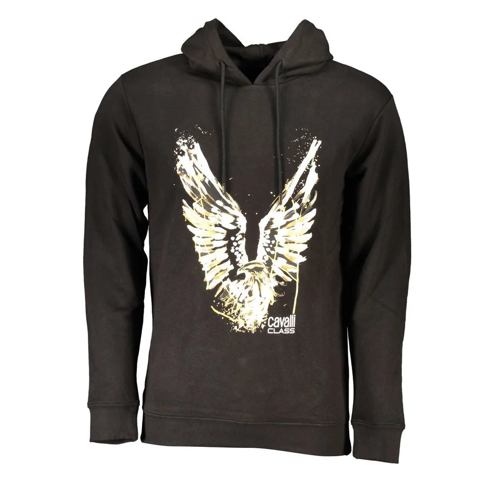Cavalli Class Black Cotton Men Sweater - Hoodies